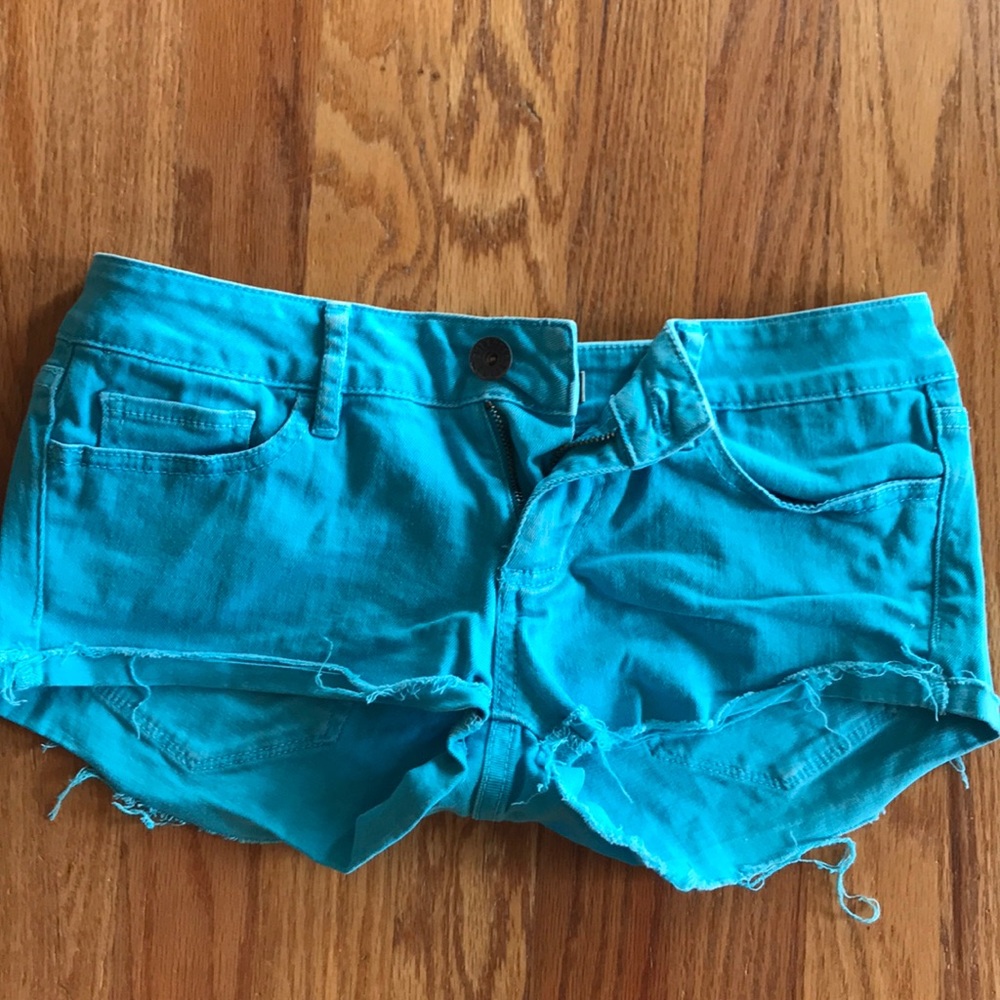 Turquoise jean shorts